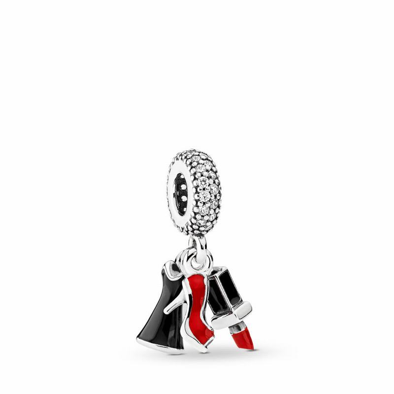 Pandora Glamour Trio Dangle Charm - Sterling Silver/Enamel/Black/Cubic Zirconia - Canada | MV3226AS